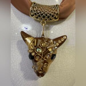 Gold and Brown Bull Pendant Necklace